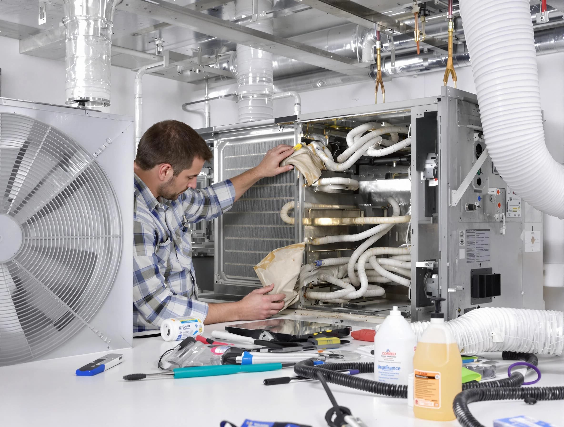 Union City Air Duct Cleaning specialist performing precision AC coil cleaning in Union City