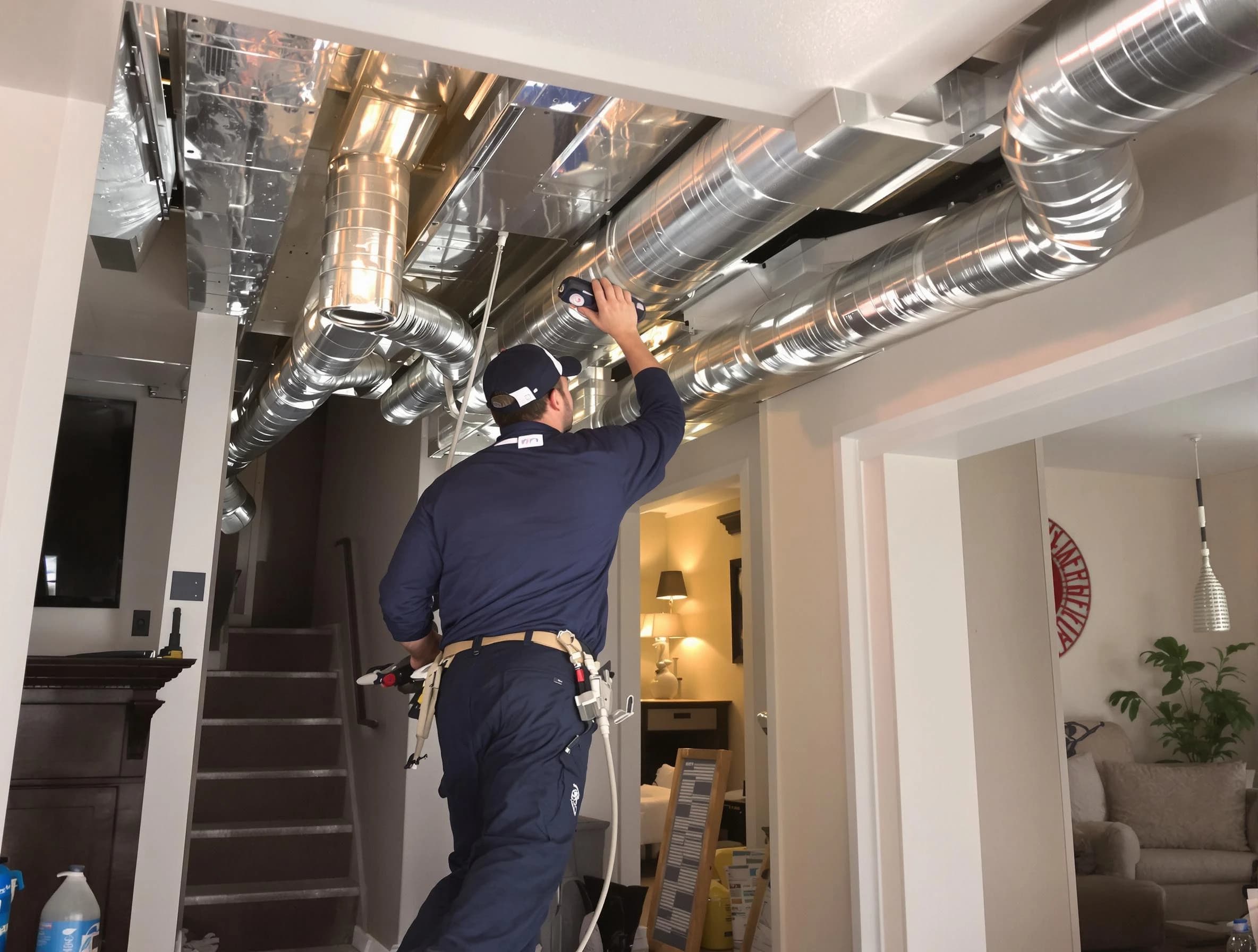 Union City Air Duct Cleaning expert performing specialized duct cleaning in a mobile home in Union City