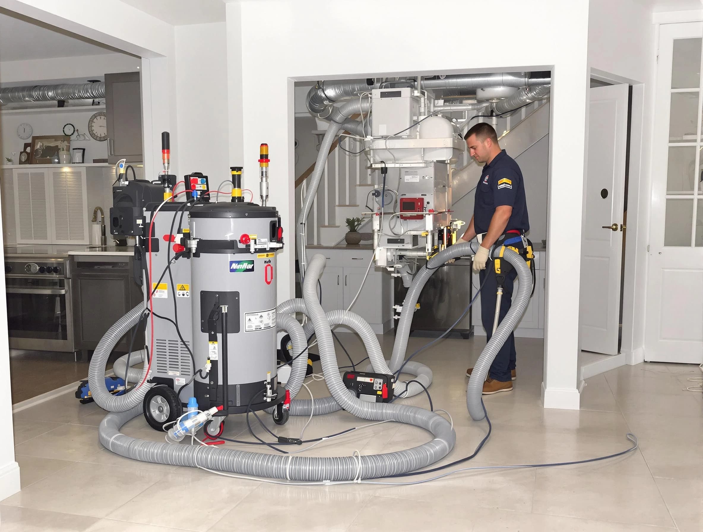 Union City Air Duct Cleaning technician operating negative pressure cleaning equipment for thorough duct maintenance in Union City