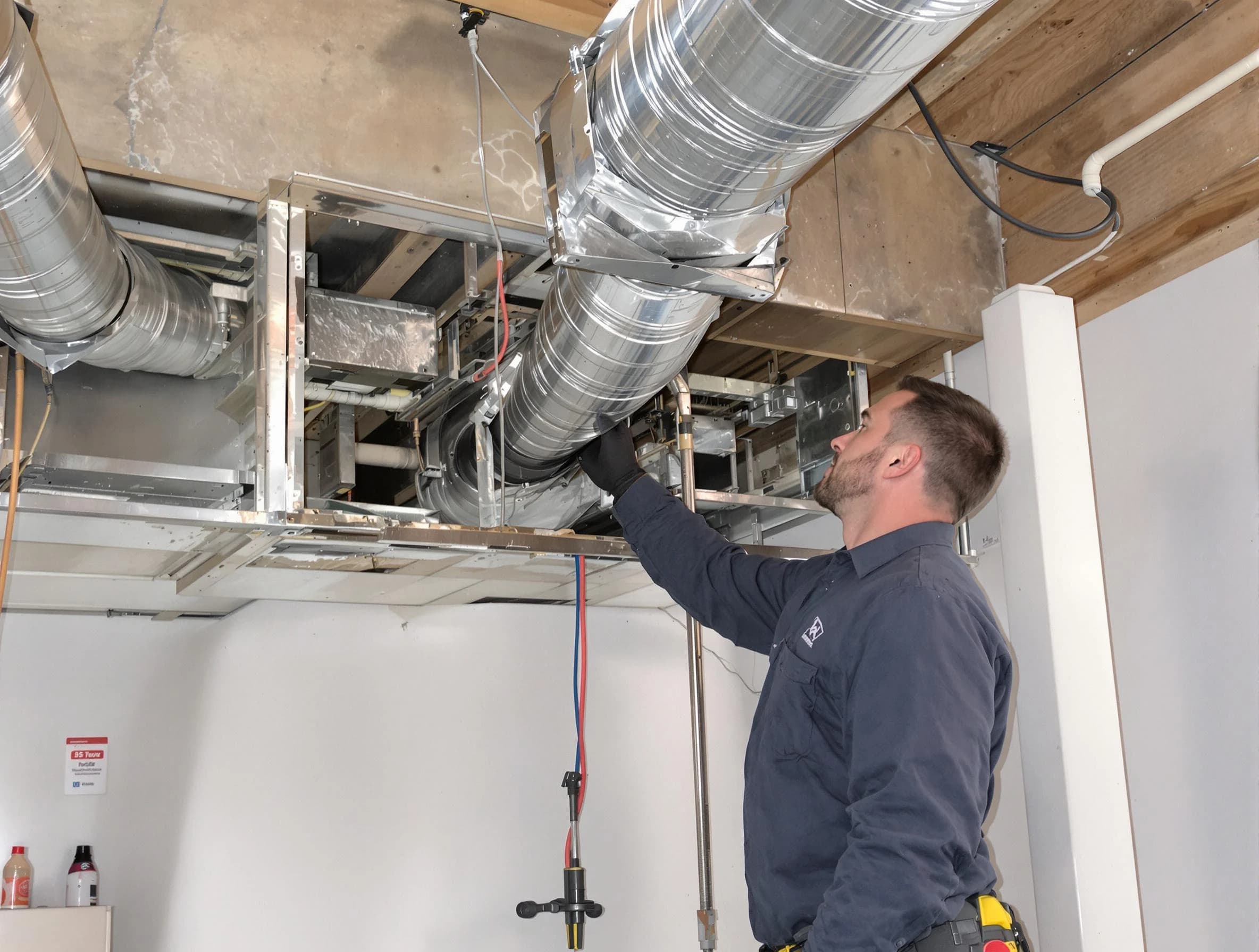 Union City Air Duct Cleaning technician performing professional air duct repair using specialized tools in Union City