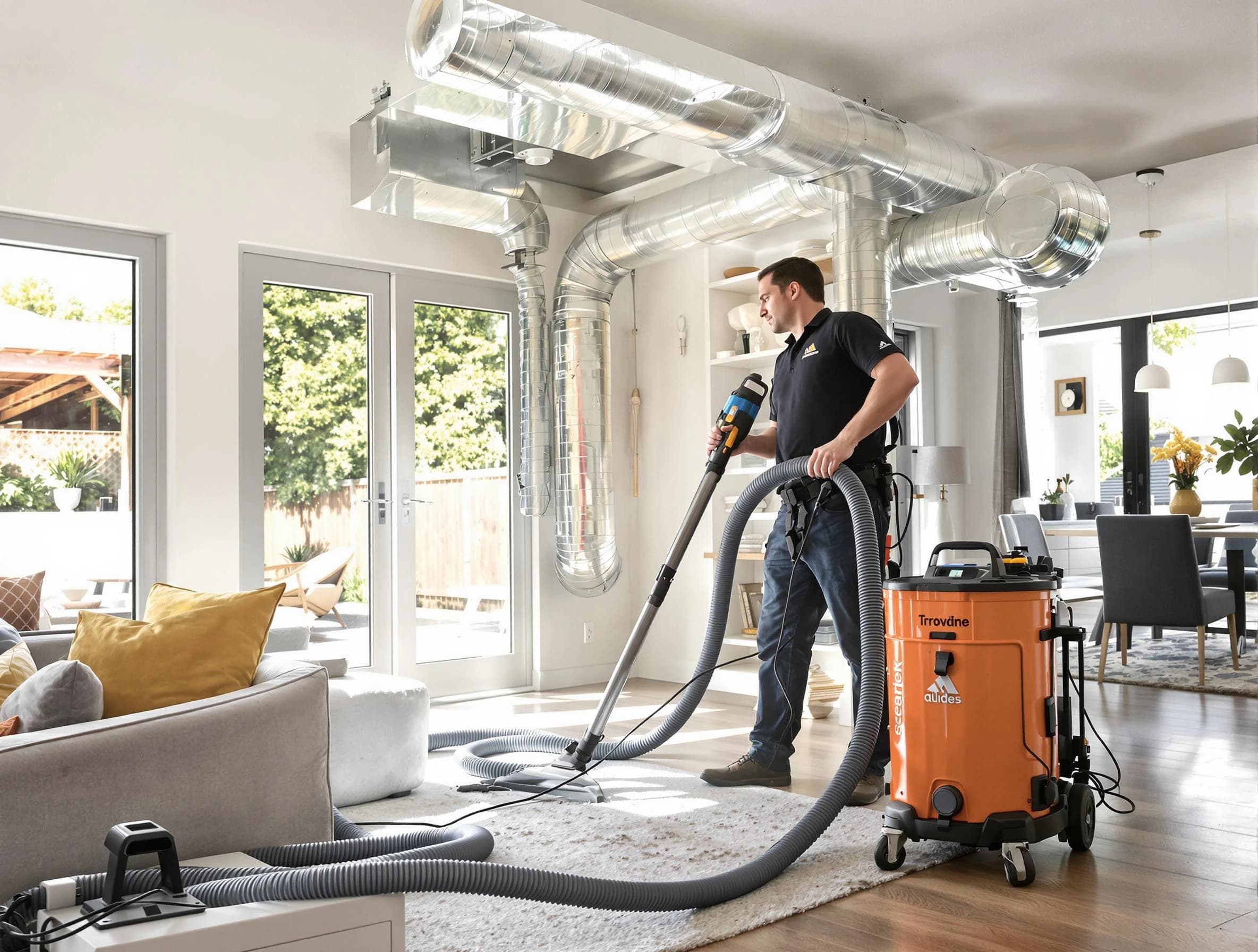 Union City Air Duct Cleaning specialist performing thorough residential duct cleaning using advanced equipment in Union City