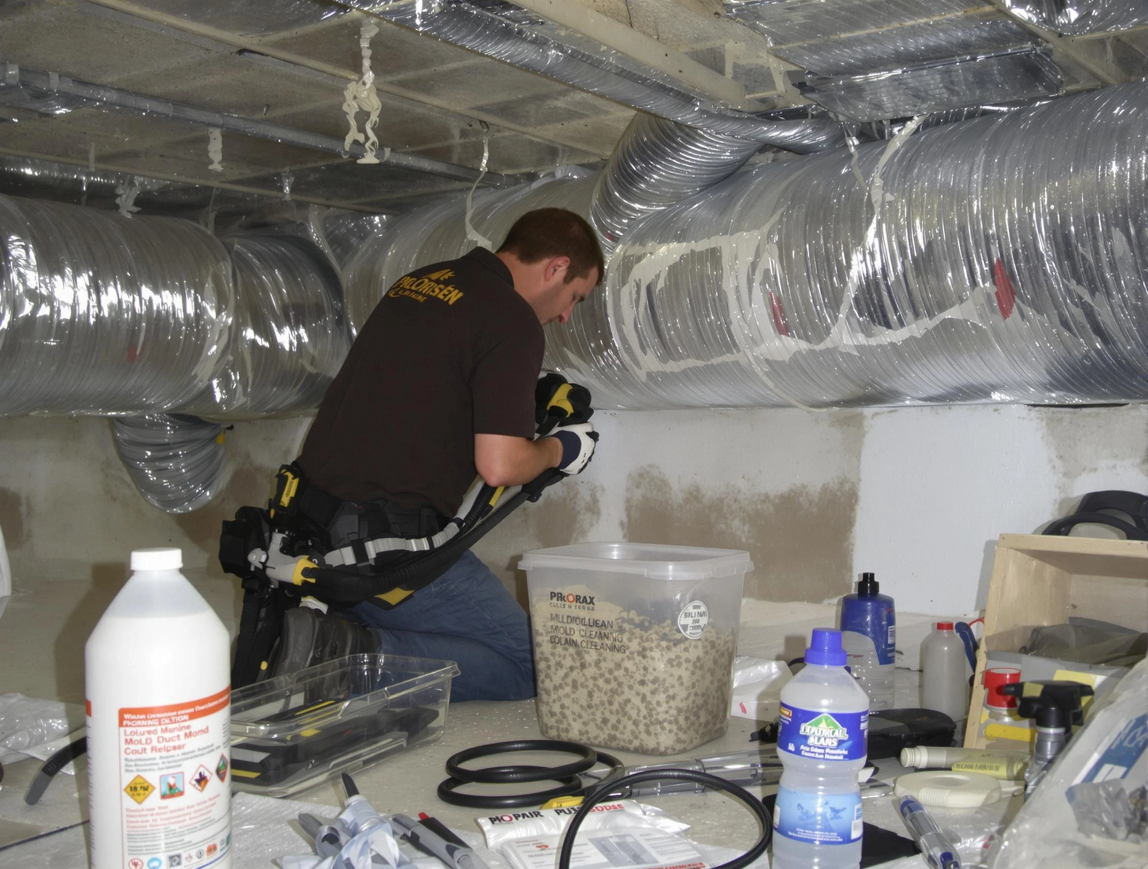 Union City Air Duct Cleaning specialist performing professional mold removal from air ducts in Union City