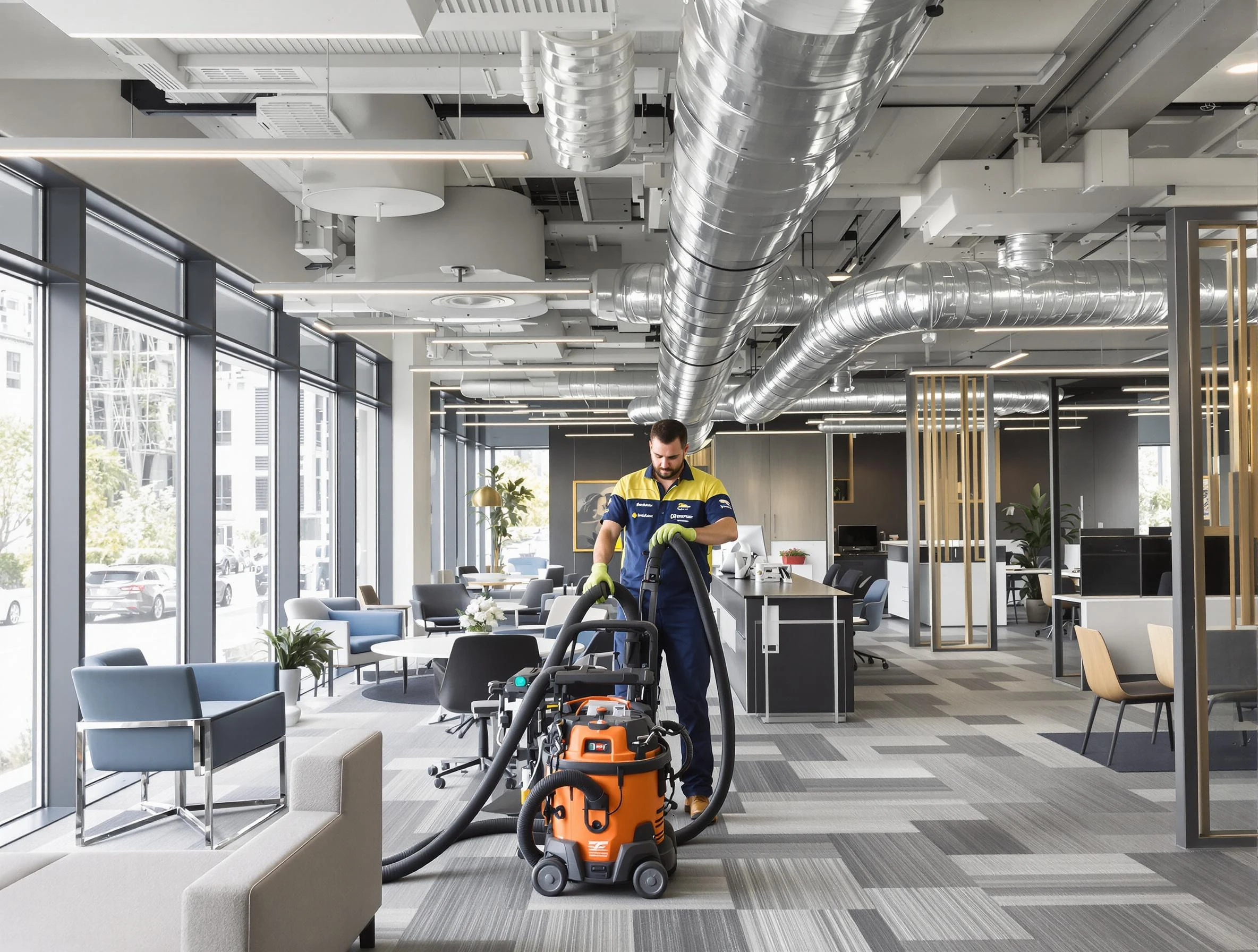 Union City Air Duct Cleaning team performing thorough commercial duct cleaning at a Union City business center